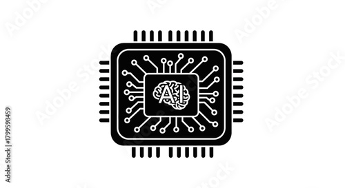 Dynamic AI brain integrated into a microchip symbolizes intelligent technology and future innovation driving digital advancement