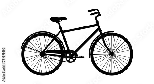 Classic black bicycle silhouette offers a timeless symbol of freedom, exploration, and eco-friendly urban commuting for modern designs.