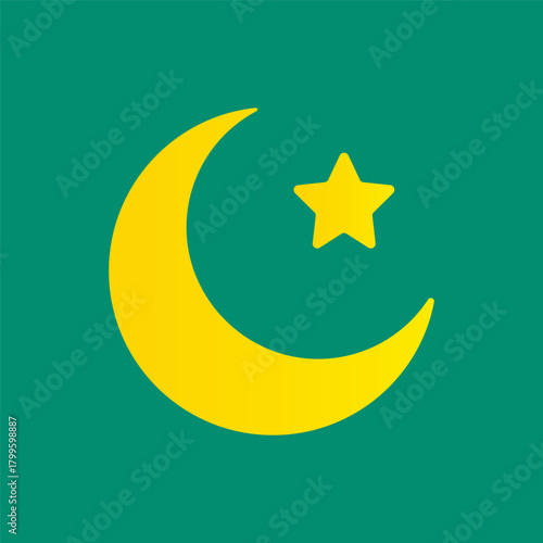 Star and crescent - symbol of Islam flat icon for apps and websites