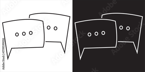 Manga speech bubbles with simple dialog icons. Minimal featuring basic dot dialog symbols, ideal for comics, communication graphics, and expressive storytelling design EPS10/AI.