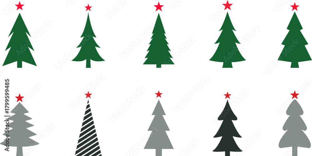 Obraz premium Christmas tree, spruce, pine icon vector image. Christmas tree icon decor and new year fir illustration. New year spruce sign. Fir-tree symbol. Linear Christmas tree icon design.