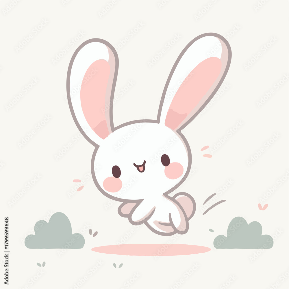 Fototapeta premium flat illustration of a cute rabbit