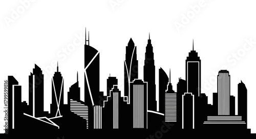 Modern metropolis skyline silhouette creating an urban landscape for business and city development concepts