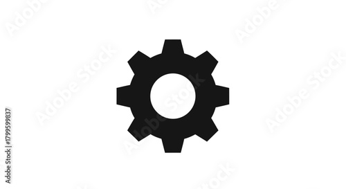 Sleek black gear icon symbolizing industry, mechanics, settings, and engineering solutions for modern projects and concepts