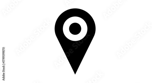 Bold black location pin icon representing a destination or point of interest, perfect for maps, navigation, and travel planning.