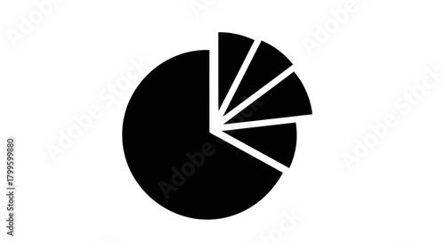 Dynamic pie chart icon visually representing data segmentation, growth, and market share analysis for business presentations and reports.
