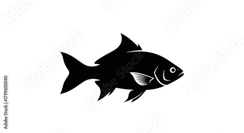 Bold black fish silhouette swimming gracefully, perfect for aquatic themes, branding, and nature designs