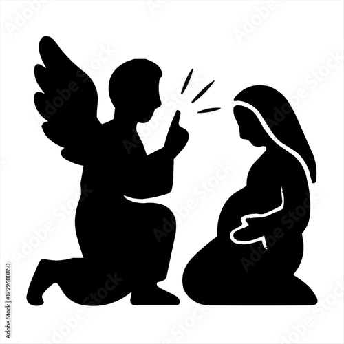 Angel delivers divine message to pregnant woman signifying hope, new beginnings, and spiritual revelation in a sacred moment.