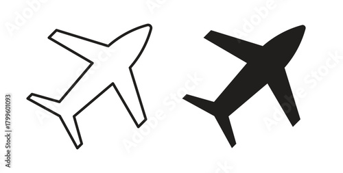 Airplane icon Isolated flat vector in outline collection on white background