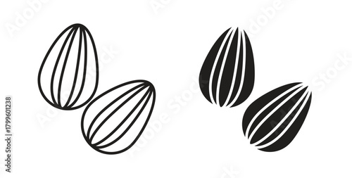 Almond icon Isolated flat vector in outline collection on white background