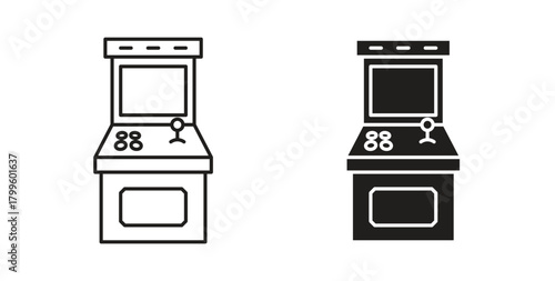 Arcade game machine icon Isolated flat vector in outline collection on white background