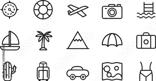summer icons set