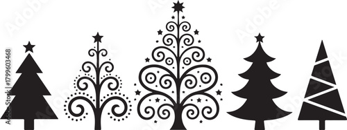 Christmas silhouette card design showcases a graceful deer standing beside festive baubles and gift boxes placed beneath a holiday scene