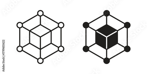 Blockchain technology icon Isolated flat vector in outline collection on white background