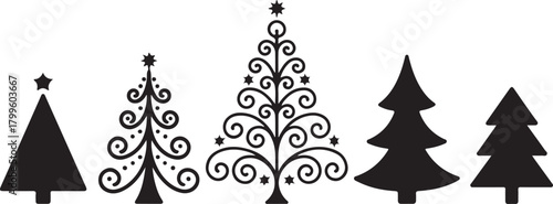 Christmas silhouette card design showcases a graceful deer standing beside festive baubles and gift boxes placed beneath a holiday scene