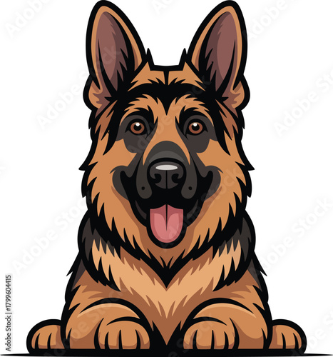 Cute cartoon a illustrator vector German shepherd