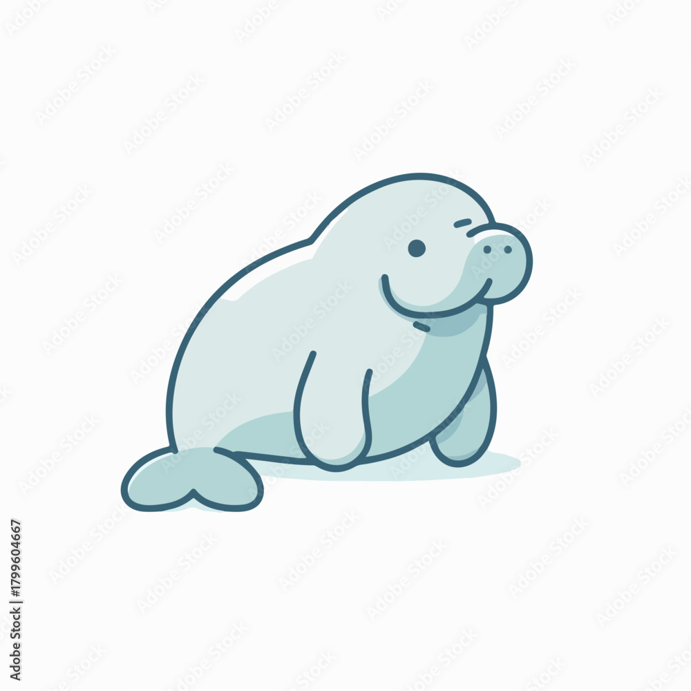 Fototapeta premium flat illustration of dugong animal
