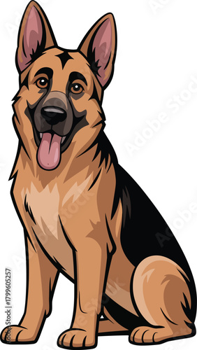 Cute cartoon a illustrator vector German shepherd