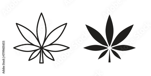 Cannabis leaf icon Isolated flat vector in outline collection on white background