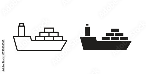 Cargo ship icon Isolated flat vector in outline collection on white background