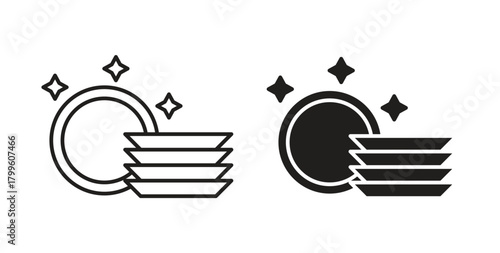 Clean dishes icon Isolated flat vector in outline collection on white background