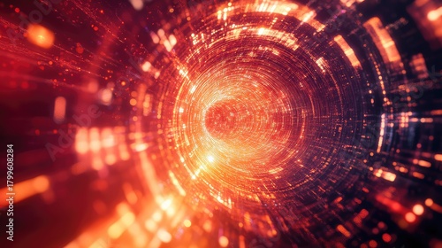 Wallpaper Mural Digital data moving through glowing technology tunnel Torontodigital.ca