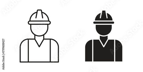Construction worker icon Isolated flat vector in outline collection on white background