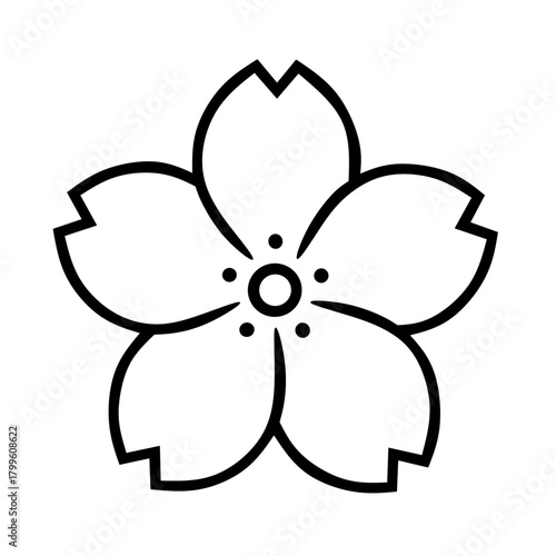 Cherry blossom flower or sakura flat vector icon