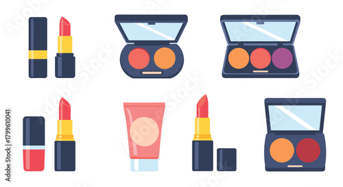 Glamorous makeup essentials showcasing vibrant lipstick shades and eyeshadow palettes for creating stunning beauty looks effortlessly