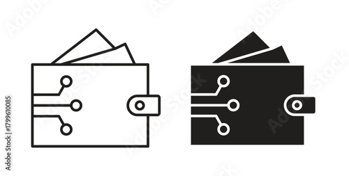 Digital wallet icon Isolated flat vector in outline collection on white background