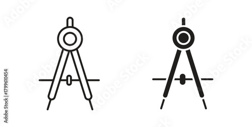 Drawing Compass icon Isolated flat vector in outline collection on white background