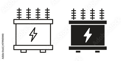 Electric transformer icon Isolated flat vector in outline collection on white background
