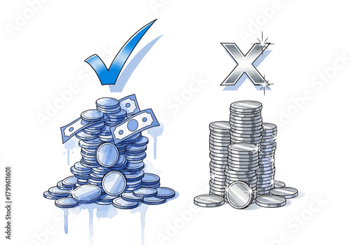 Financial Success and Failure A Visual Representation of Money Management.