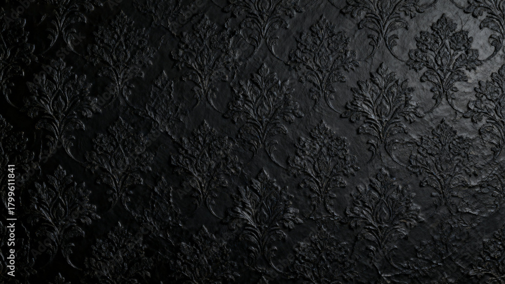 Fototapeta premium Black textured ornamental pattern