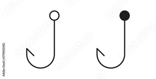 Fishing Hook icon Isolated flat vector in outline collection on white background