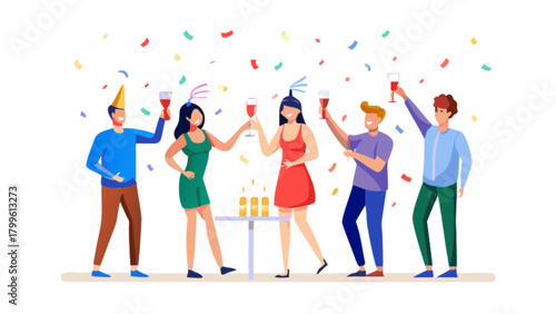 Celebrating special occasion vector illustration with friends and party celebration background design