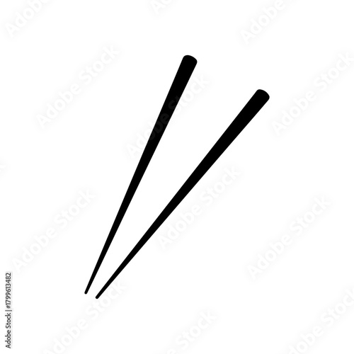 Minimalist black silhouette of traditional asian chopsticks