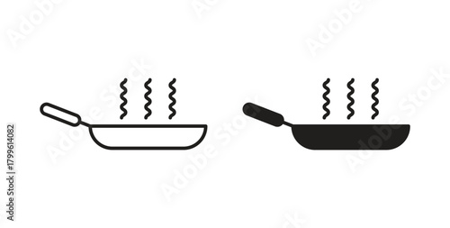 Frying pan icon Isolated flat vector in outline collection on white background