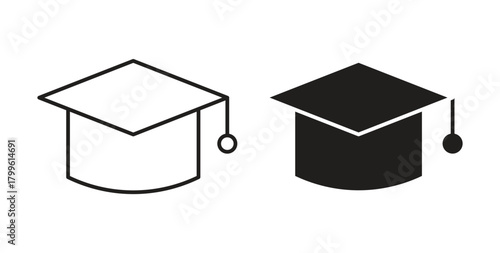 Graduation cap icon Isolated flat vector in outline collection on white background