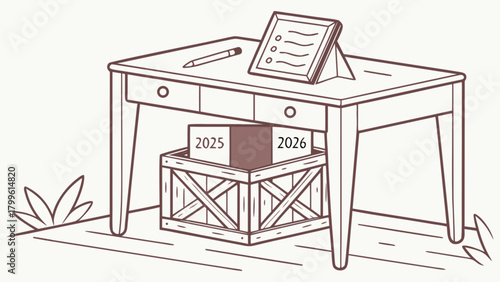 Desk organizer and planning calendar with checklist for future years office and home management