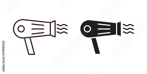 Hair dryer icon Isolated flat vector in outline collection on white background