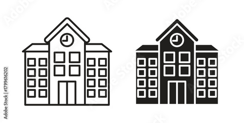High school building icon Isolated flat vector in outline collection on white background