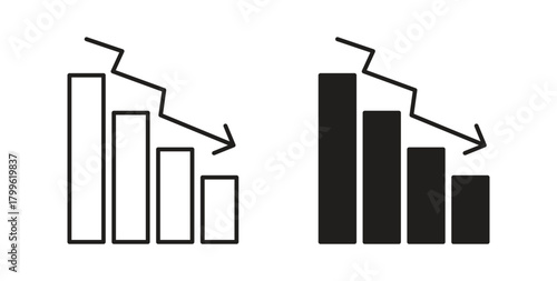 Loss bar chart icon Isolated flat vector in outline collection on white background