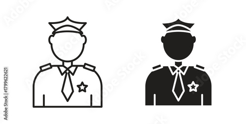 Officer icon Isolated flat vector in outline collection on white background