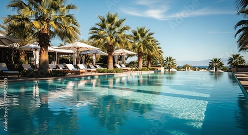 Wallpaper Mural Swimming pool with palm trees and lounge chairs Torontodigital.ca