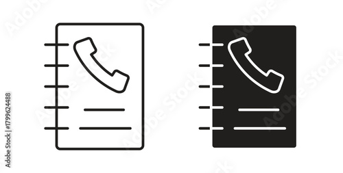 Phone book icon Isolated flat vector in outline collection on white background