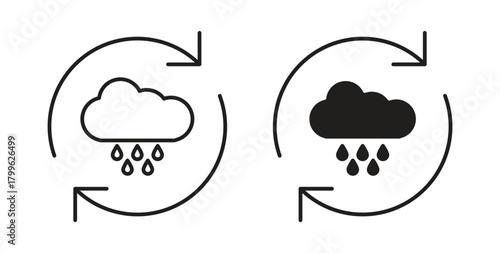 Rainwater harvesting icon Isolated flat vector in outline collection on white background