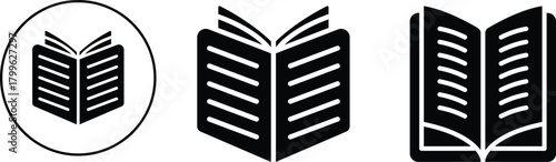 Half-fold brochure icon, clean black outline, paper folding symbol