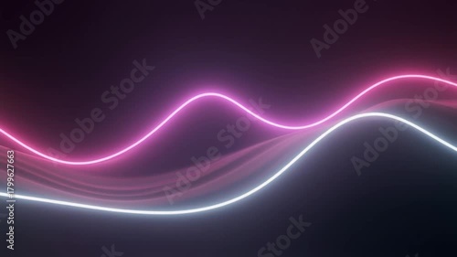 Abstract Neon Wave Lines Flowing Smoothly in Dark Background.