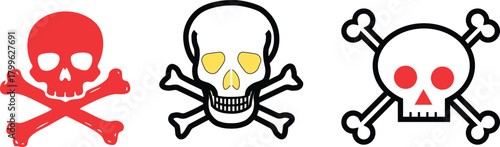 Sharp-edged skull icon with angular crossbones, aggressive vector silhouette on white